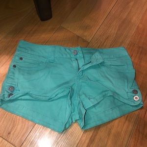 Green shorts for sale. The brand is 21 and the size is a S. #y2k